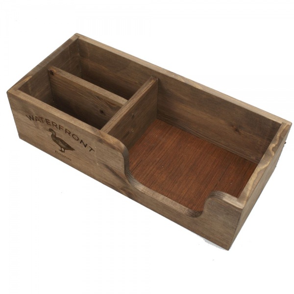 Wooden Condiment Box For Napkins & Cutlery